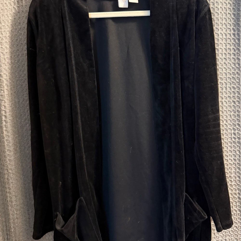 Black Velvet Open-Front Blazer Jacket for Women
